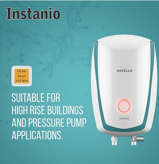 Havells Instanio 3-Litre Instant Wall Mounted Water Heater (White/Blue) - Image 2